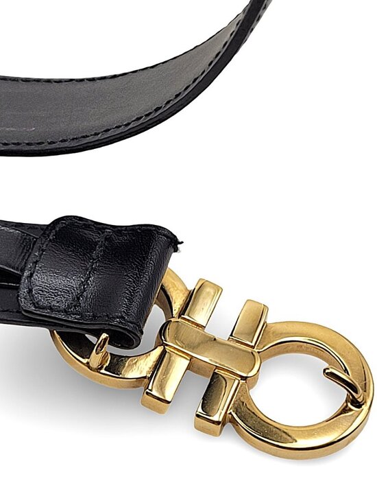 Salvatore Ferragamo Gancini Leather Belt – Black & Gold main image 11